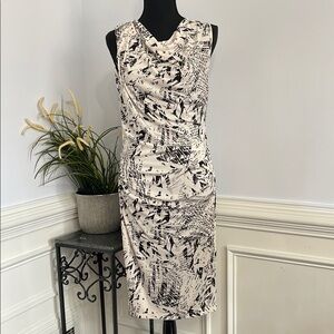 NWOT Robert Rodriguez White Black Sleeveless Draped Fitted Dress XS